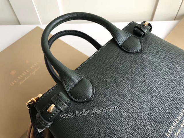 Burberry專門店新款小號綠色托特包 巴寶莉粒面小牛皮女士手提肩背包 yxb1013